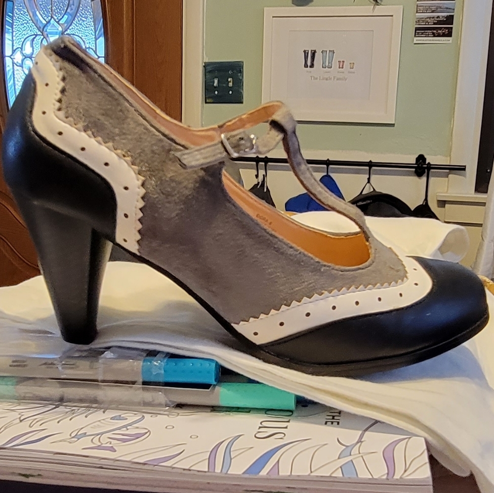 Wing tip Mary Jane heels